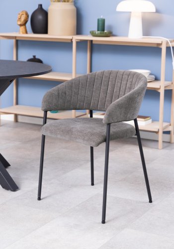 ACT NORDIC Ann spisebordsstol, m. armln - mrkegr polyester og sort metal