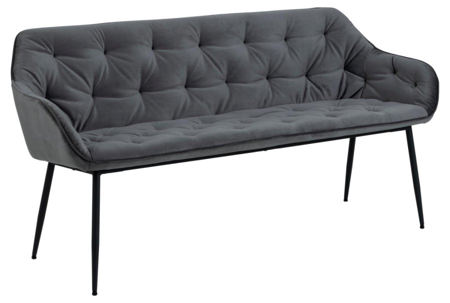 ACT NORDIC Brooke sofabnk, m. armln - mrkegr stof og sort metal (167x57)