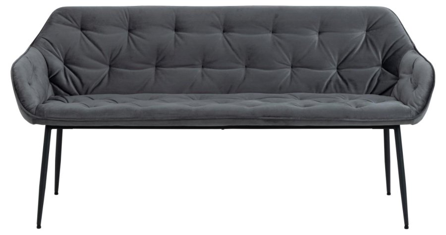 ACT NORDIC Brooke sofabnk, m. armln - mrkegr stof og sort metal (167x57)