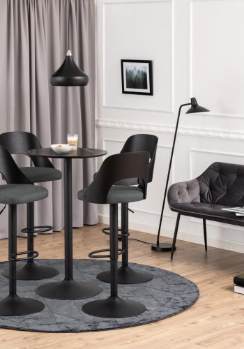 ACT NORDIC Brooke sofabnk, m. armln - mrkegr stof og sort metal (167x57)