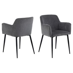ACT NORDIC Karen spisebordsstol, m. armln - mrkegr polyester og sort metal