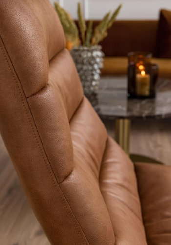 ACT NORDIC Milford loungestol - cognac stof og sort metal