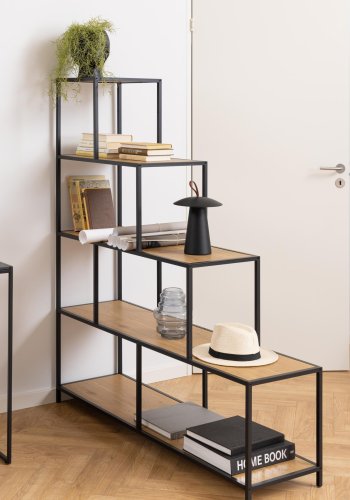 ACT NORDIC Seaford reol, m. 4 hylder - natur vild eg papir og sort metal