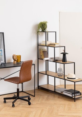 ACT NORDIC Seaford reol, m. 4 hylder - natur vild eg papir og sort metal