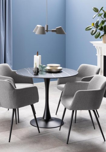 ACT NORDIC Malta spisebord, rund - sort Grantham keramik og sort metal (90)