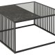 ACT NORDIC Strington sofabord, kvadratisk - sort marmormelamin/rgfarvet glas og sort metal (80x80)