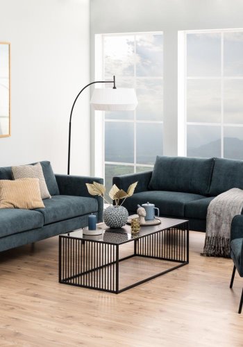 ACT NORDIC Strington sofabord, rektangulr - sort marmormelamin/rgfarvet glas og sort metal (120x60