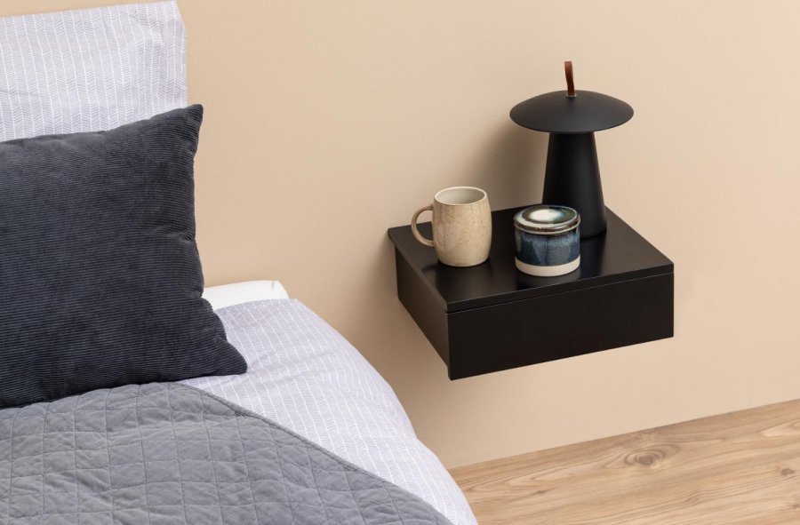 ACT NORDIC Avignon vghngt natbord, m. 1 skuffe - sort MDF (37x32)