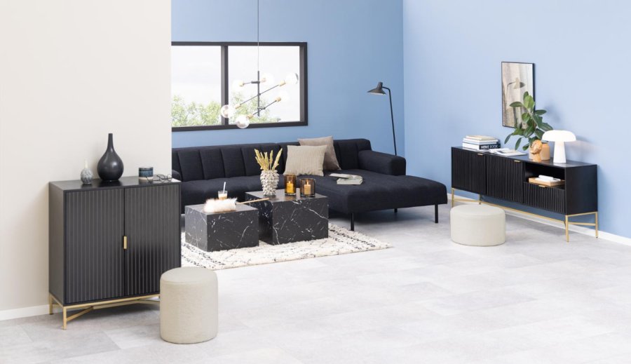 ACT NORDIC Dice sofabord, kvadratisk - sort Marquina marmorpapir (st af 2)