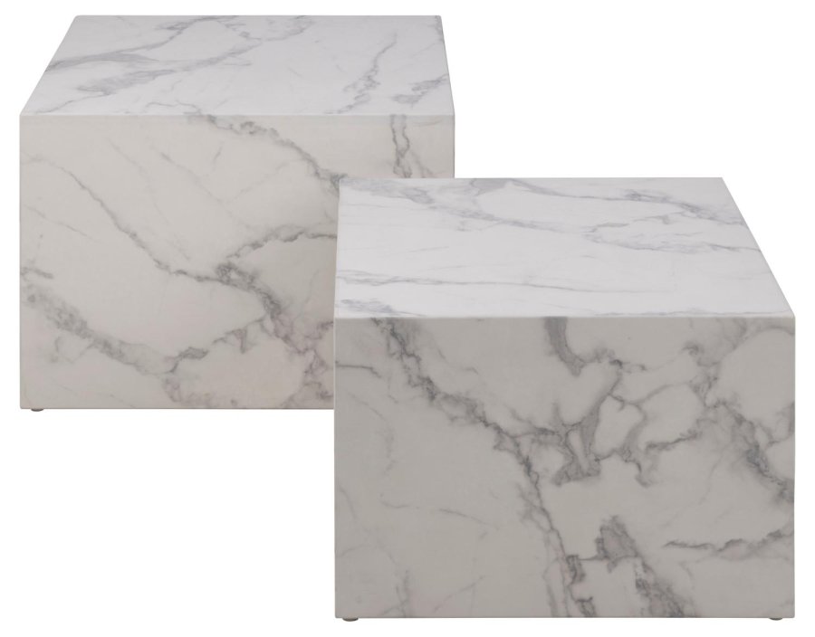 ACT NORDIC Dice sofabord, kvadratisk - hvid Carrara marmorpapir (st af 2)