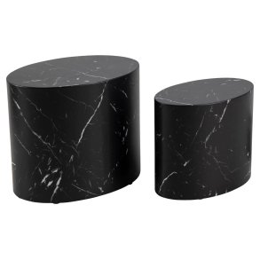 ACT NORDIC Mice sofabord, oval - sort Marquina marmorpapir (s�t af 2)