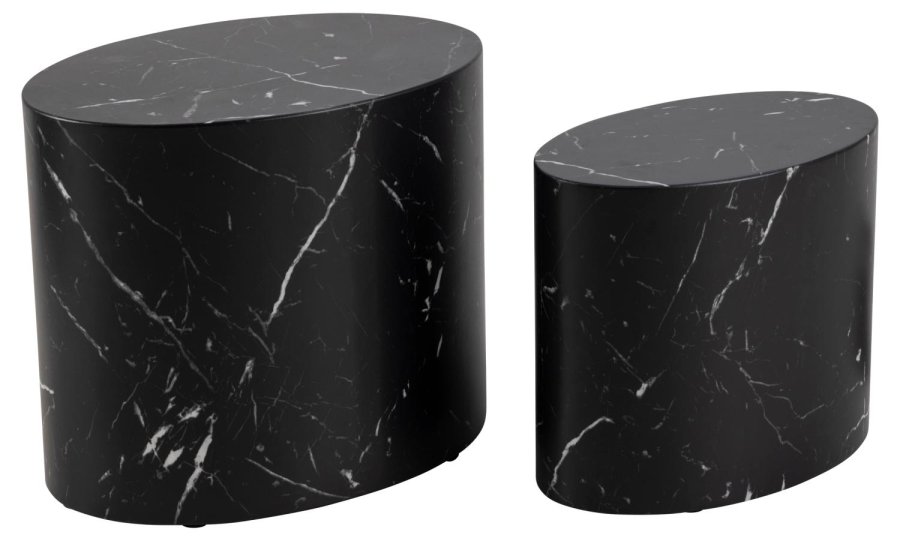 ACT NORDIC Mice sofabord, oval - sort Marquina marmorpapir (s�t af 2)