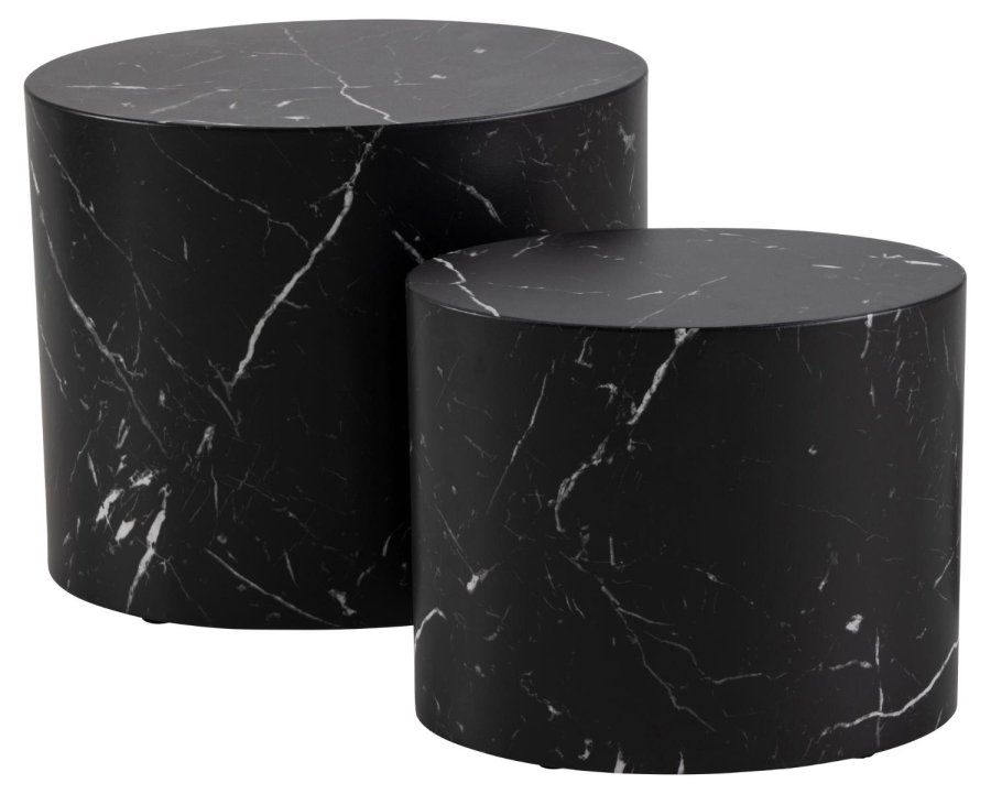 ACT NORDIC Mice sofabord, oval - sort Marquina marmorpapir (s�t af 2)