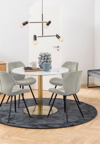 ACT NORDIC Petri spisebordsstol - sand polyester og sort metal