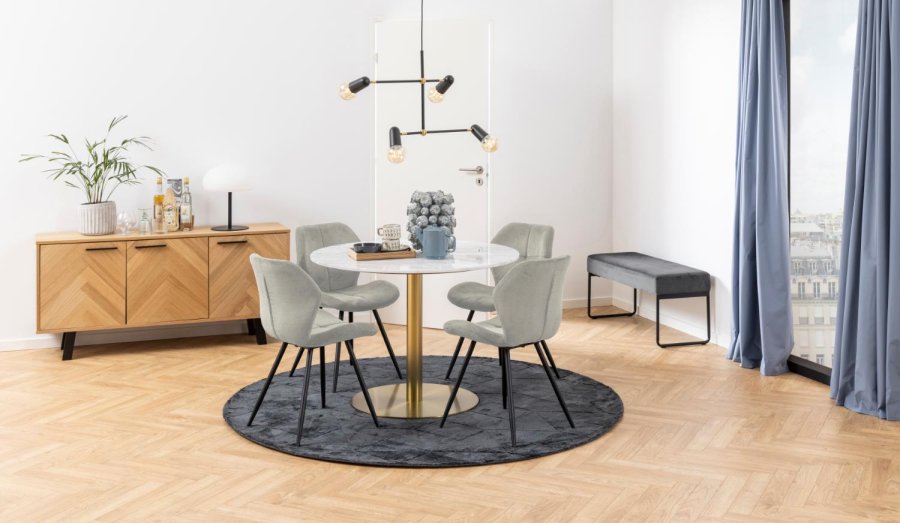 ACT NORDIC Petri spisebordsstol - sand polyester og sort metal