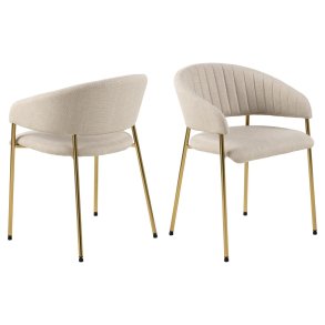 ACT NORDIC Ann spisebordsstol, m. armln - beige polyester og gylden krom metal