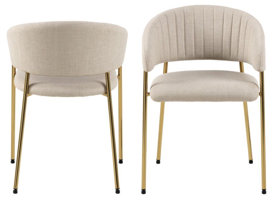 ACT NORDIC Ann spisebordsstol, m. armln - beige polyester og gylden krom metal
