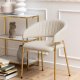 ACT NORDIC Ann spisebordsstol, m. armln - beige polyester og gylden krom metal
