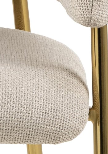 ACT NORDIC Ann spisebordsstol, m. armln - beige polyester og gylden krom metal
