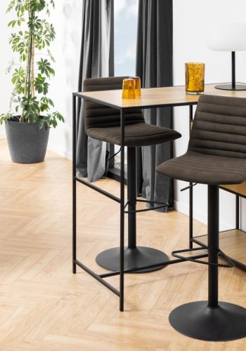 ACT NORDIC Kimmy barstol, m. rygln, fodsttte, drejefunktion - antracitgr stof og sort metal