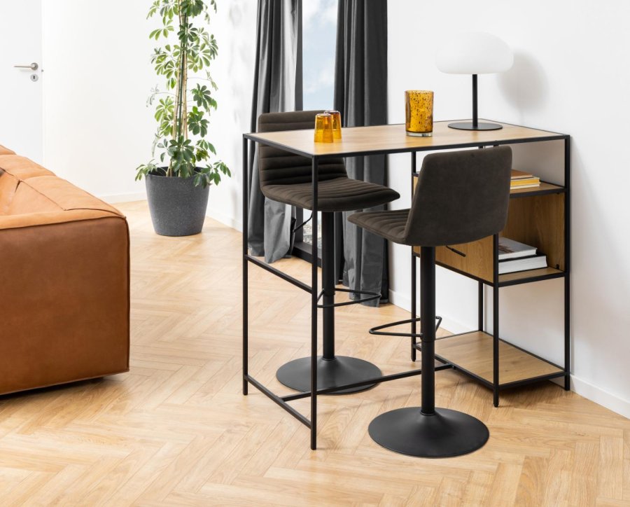 ACT NORDIC Kimmy barstol, m. rygln, fodsttte, drejefunktion - antracitgr stof og sort metal