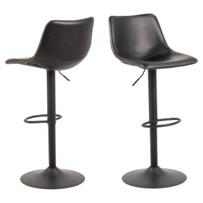 ACT NORDIC I_Oregon barstol, m. rygln, fodsttte, drejefunktion - sort vintage PU og sort metal