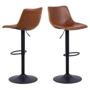 ACT NORDIC I_Oregon barstol, m. rygln, fodsttte, drejefunktion - cognac vintage PU og sort metal
