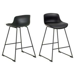 ACT NORDIC Tina counterstol, m. rygln og fodsttte - sort PU/polypropylen og sort metal