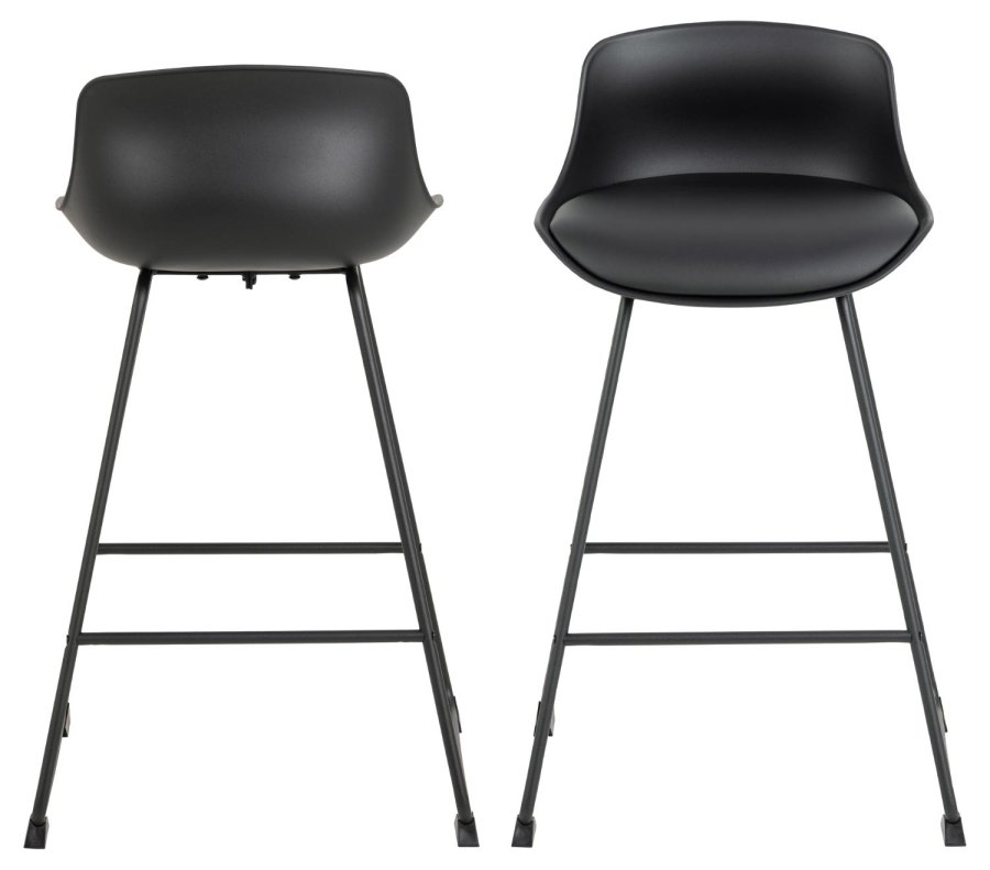 ACT NORDIC Tina counterstol, m. rygln og fodsttte - sort PU/polypropylen og sort metal
