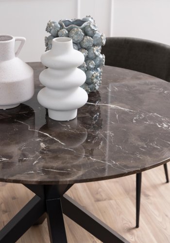 ACT NORDIC Heaven spisebord, rund - brun Emperador marmor og sort metal (120)