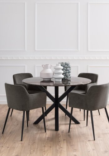ACT NORDIC Heaven spisebord, rund - brun Emperador marmor og sort metal (120)