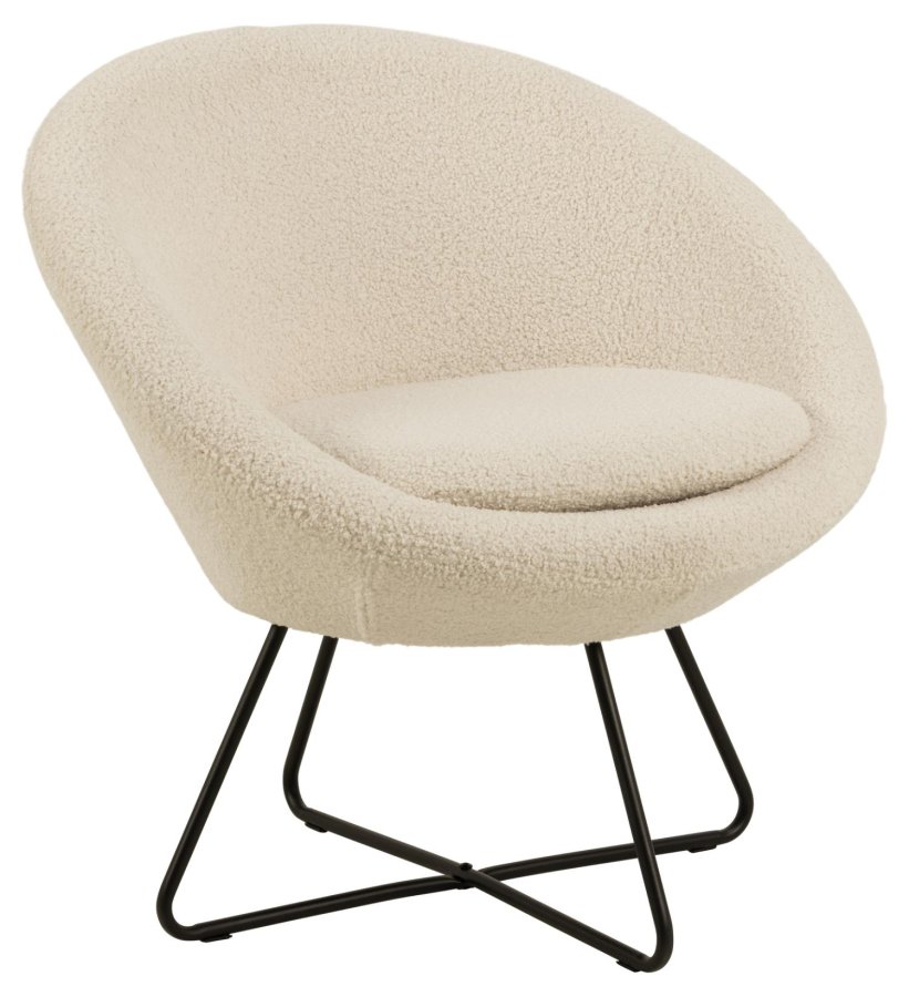 ACT NORDIC Center loungestol, m. armln - creme polyester og sort metal