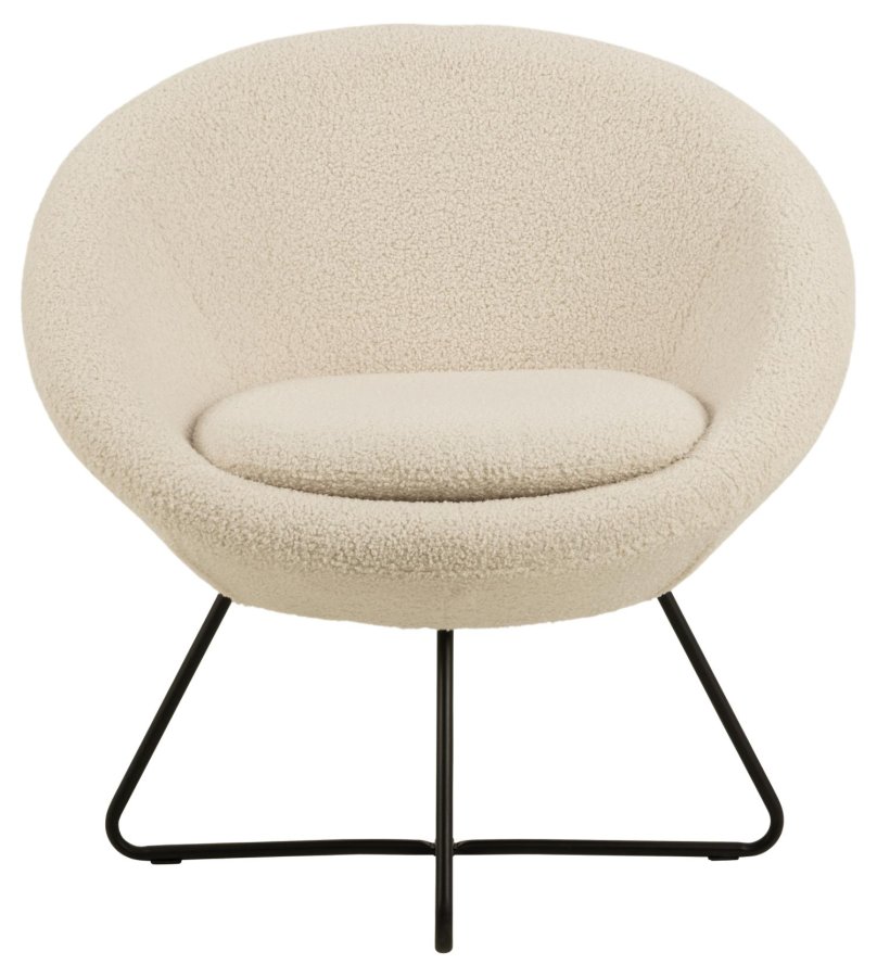 ACT NORDIC Center loungestol, m. armln - creme polyester og sort metal