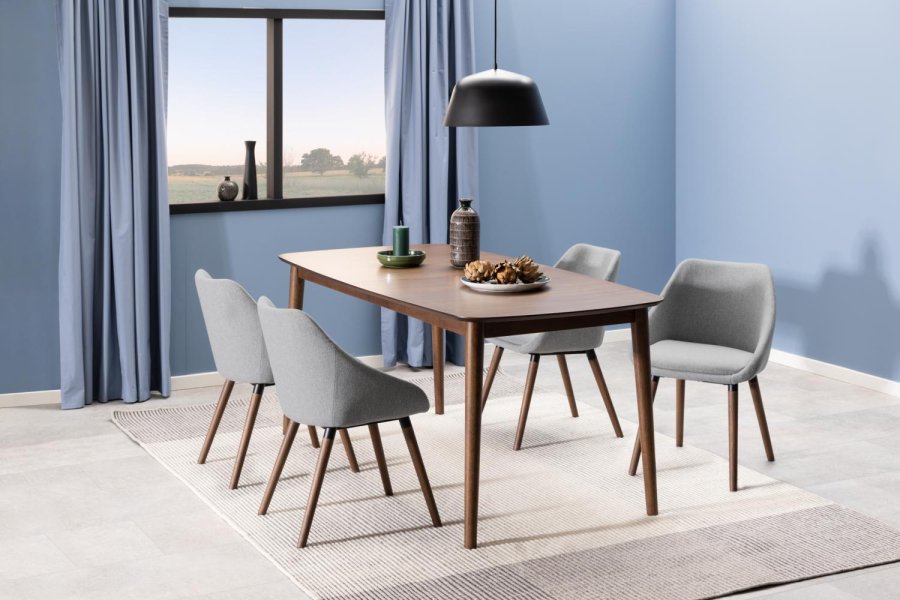 ACT NORDIC Montreux spisebord, m. butterflybordplade - valndbrun finer/gummitr (180/219x90)