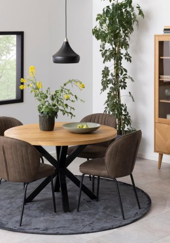 ACT NORDIC Heaven spisebord, rund - natur vild eg finèr og sort metal (120)