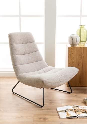 ACT NORDIC Milford loungestol - beige stof og sort metal