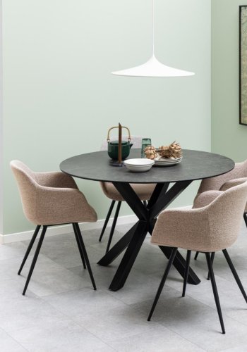 ACT NORDIC Heaven spisebord, rund - sort Fairbanks keramik og sort metal (119)