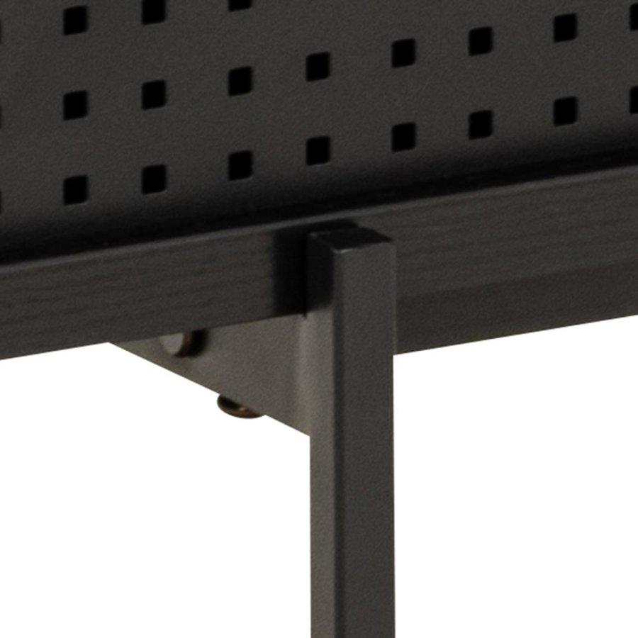 ACT NORDIC Angus TV-bord, m. 2 mesh skydelger  - sort ask melamin og sort metal (180x40)