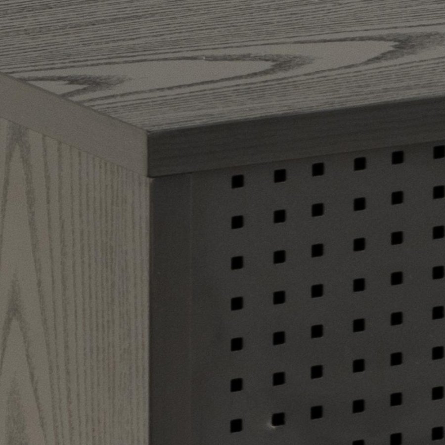 ACT NORDIC Angus TV-bord, m. 2 mesh skydelger  - sort ask melamin og sort metal (180x40)