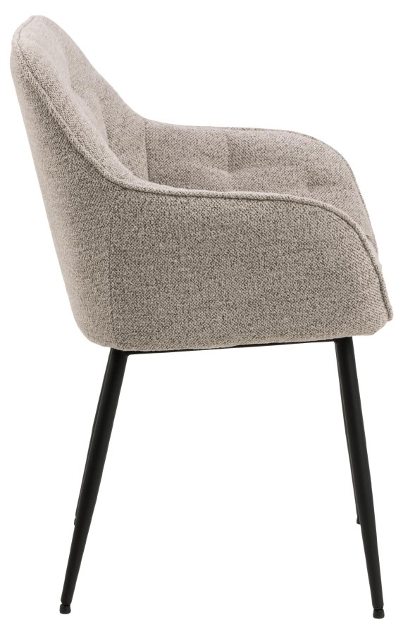 ACT NORDIC Brooke spisebordsstol, m. armln - beige stof og sort metal