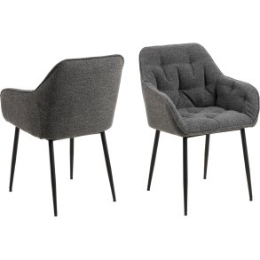 ACT NORDIC Brooke spisebordsstol, m. armln - antracitgr stof og sort metal