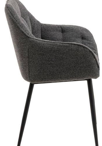 ACT NORDIC Brooke spisebordsstol, m. armln - antracitgr stof og sort metal
