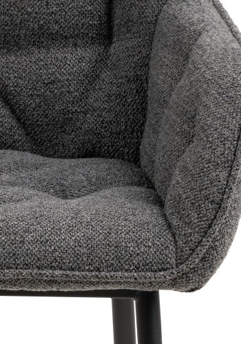 ACT NORDIC Brooke spisebordsstol, m. armln - antracitgr stof og sort metal