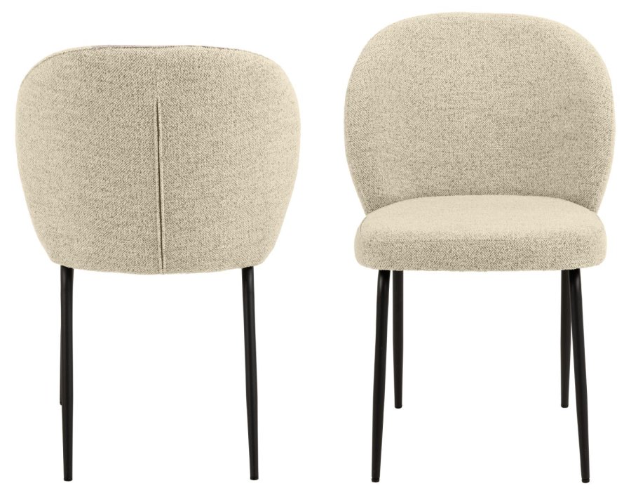 ACT NORDIC Patricia spisebordsstol - creme stof og sort metal