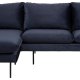 SOFAKONCEPT Cozy 2 pers. sofa, m. venstre chaiselong og 2 puder - mrkebl stof og sort metal