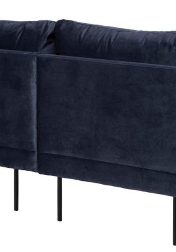 SOFAKONCEPT Cozy 2 pers. sofa, m. venstre chaiselong og 2 puder - mrkebl stof og sort metal