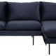 SOFAKONCEPT Cozy 2 pers. sofa, m. hjre chaiselong og 2 puder - mrkebl stof og sort metal