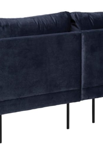 SOFAKONCEPT Cozy 2 pers. sofa, m. hjre chaiselong og 2 puder - mrkebl stof og sort metal