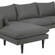 SOFAKONCEPT Cozy 2 pers. sofa, m. venstre chaiselong og 2 puder - mrkegr stof og sort bg