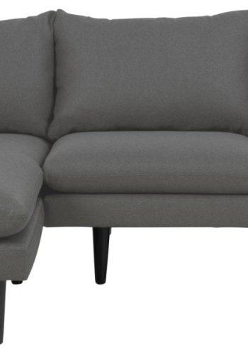 SOFAKONCEPT Cozy 2 pers. sofa, m. venstre chaiselong og 2 puder - mrkegr stof og sort bg